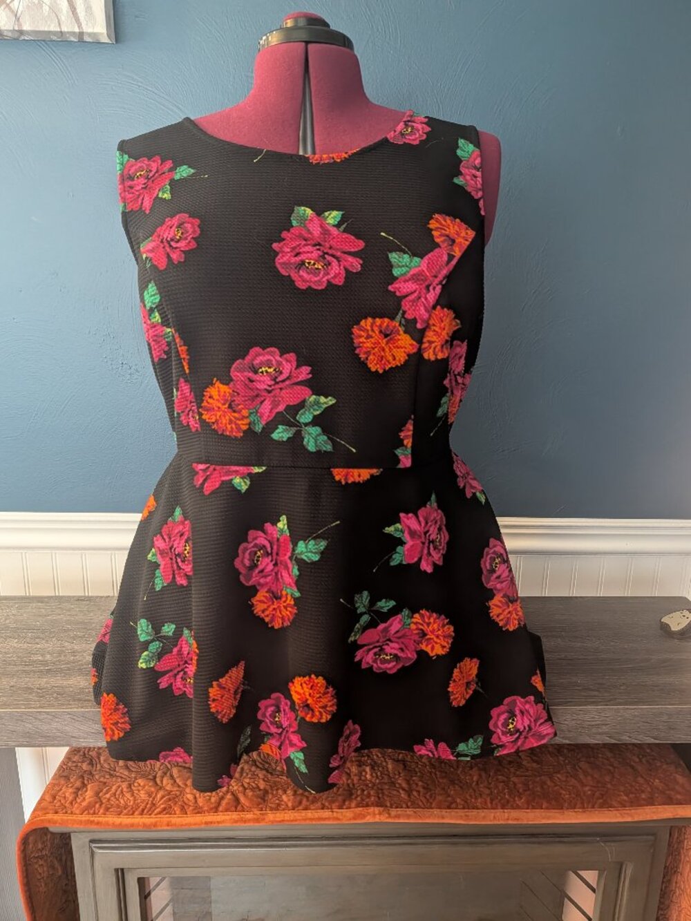 Torrid black floral top Size 3